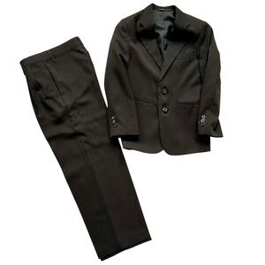Arrow Boys Pinstripe Suit Set Blazer & Pants Charcoal Black Size 8 Kids Formal